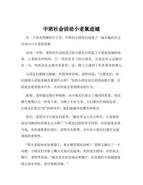 中班社会活动小老鼠进城