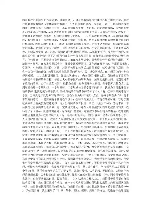 发挥骨干引领作用 促进教师专业成长