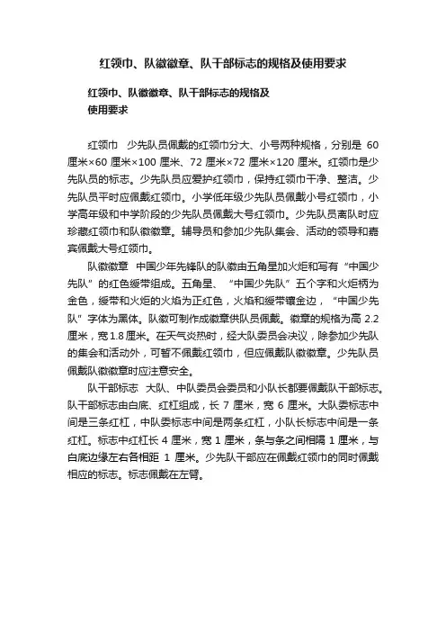 红领巾、队徽徽章、队干部标志的规格及使用要求