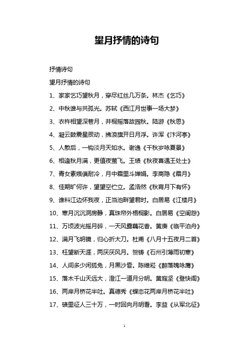 望月抒情的诗句