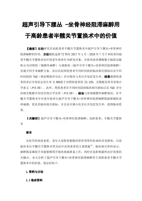超声引导下腰丛-坐骨神经阻滞麻醉用于高龄患者半髋关节置换术中的价值