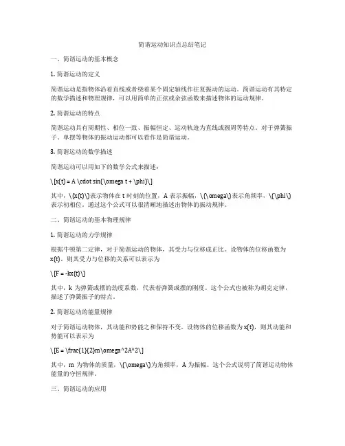 简谐运动知识点总结笔记