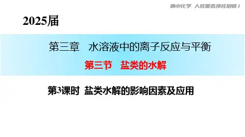 3.3.3盐类水解的影响因素及水解平衡常数课件高二上学期化学人教版选择性必修1