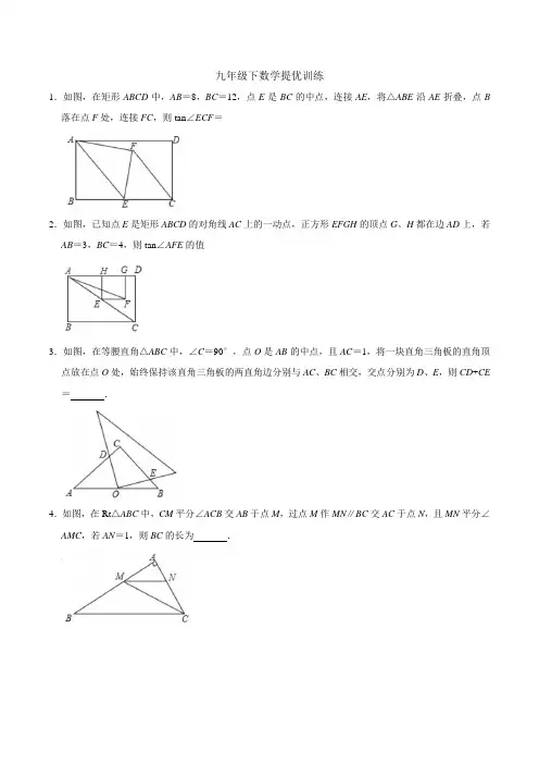 苏科版九年级下册数学提优训练(含答案)