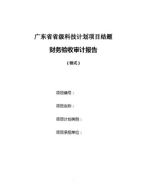 广东省省级科技计划项目结题财务验收审计报告(模板)