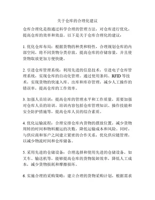 关于仓库的合理化建议