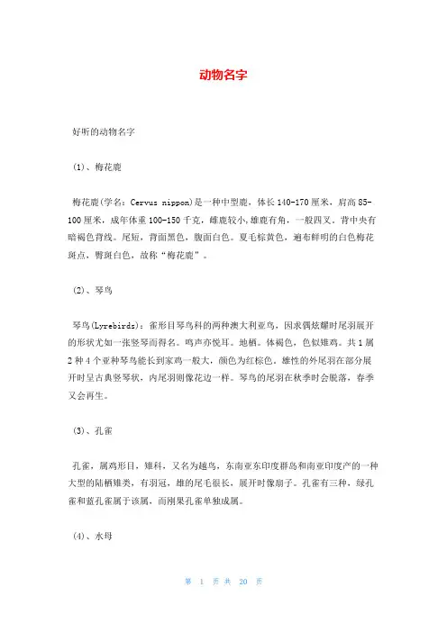 动物名字_精品文档