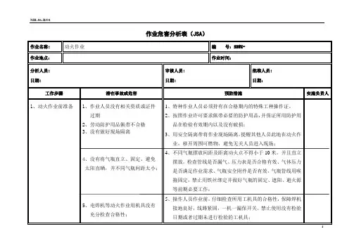 动火作业危害分析表(dh)