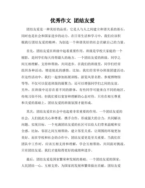 优秀作文  团结友爱