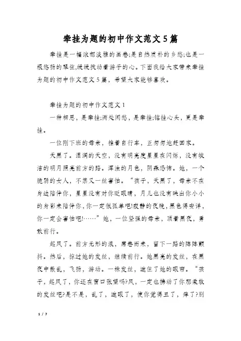 牵挂为题的初中作文范文5篇