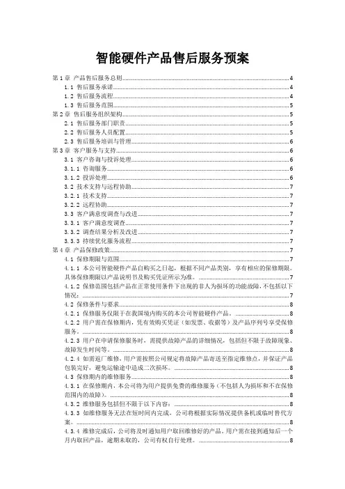 智能硬件产品售后服务预案