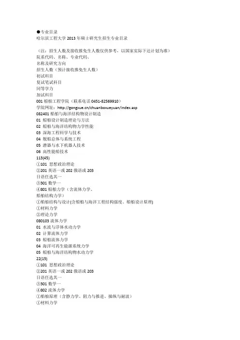 哈工程机械招生专业