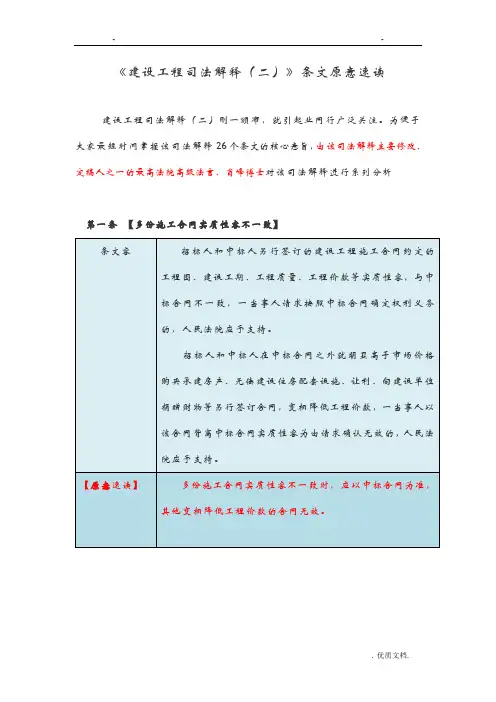 建设工程司法解释二条文原意解读