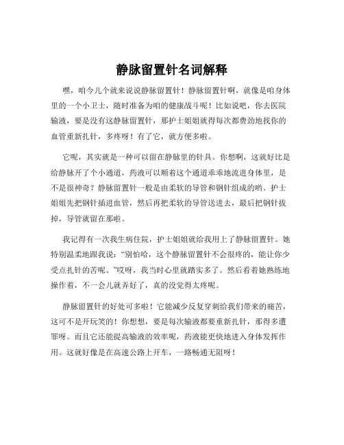 静脉留置针名词解释
