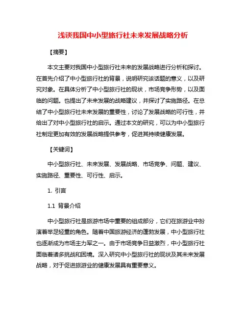 浅谈我国中小型旅行社未来发展战略分析