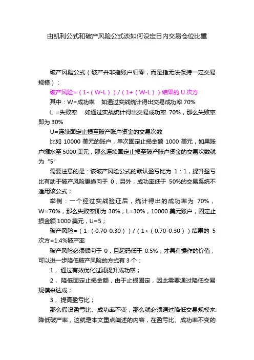 由凯利公式和破产风险公式谈如何设定日内交易仓位比重