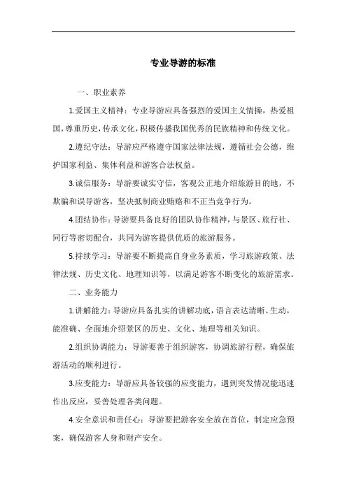专业导游的标准