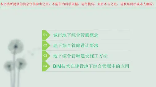 城市地下综合管廊建设培训课件