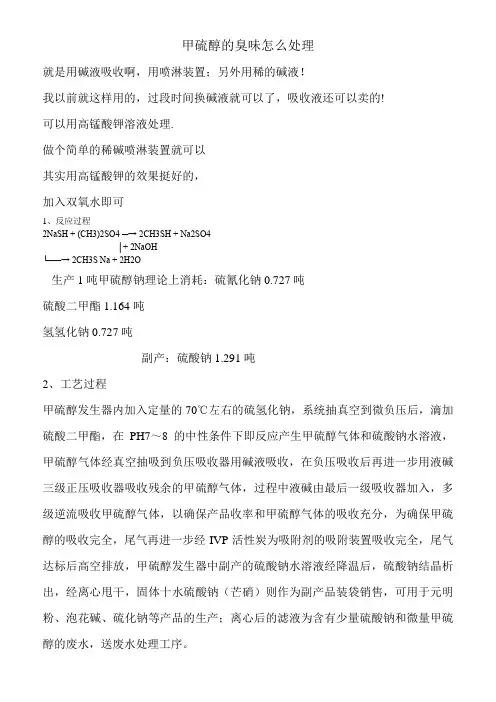 甲硫醇的臭味怎么处理