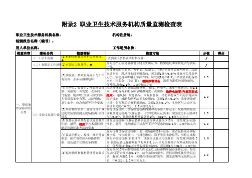 附录2 职业卫生技术服务机构质量监测检查表