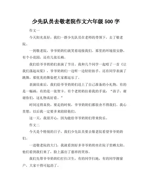 少先队员去敬老院作文六年级500字