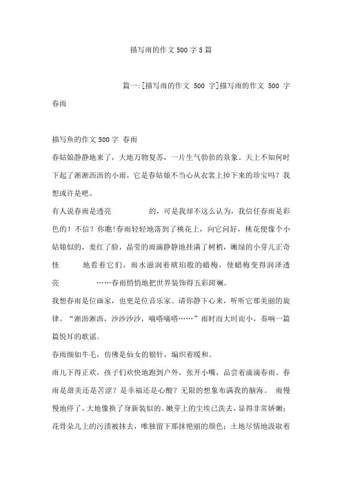 描写雨的作文500字5篇