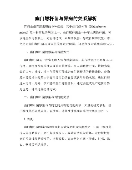 幽门螺杆菌与胃病的关系解析