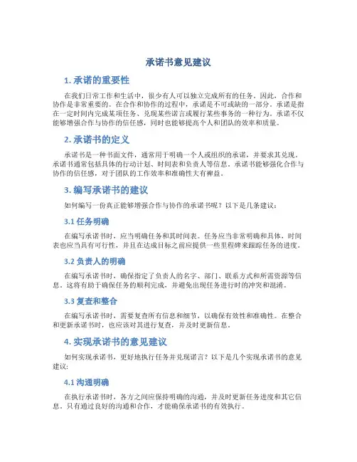 承诺书意见建议