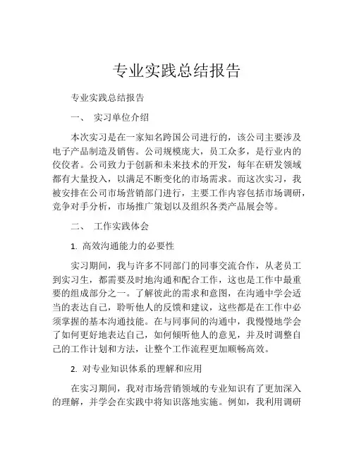 专业实践总结报告(10篇)