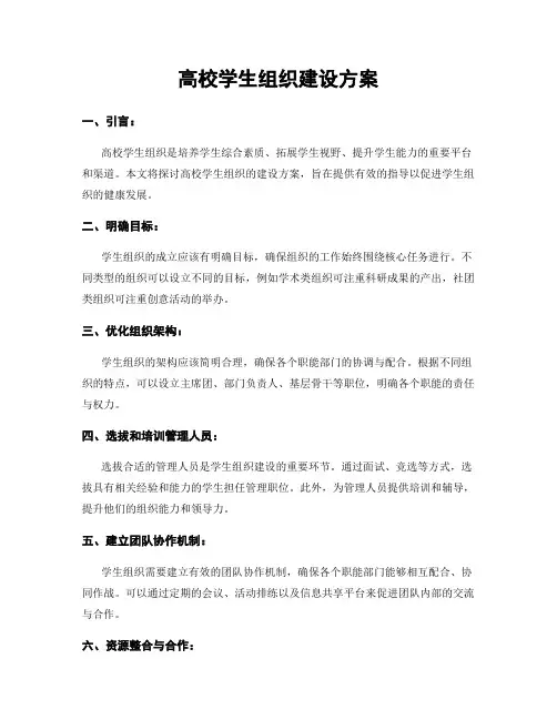 高校学生组织建设方案