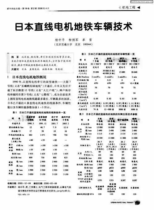 日本直线电机地铁车辆技术