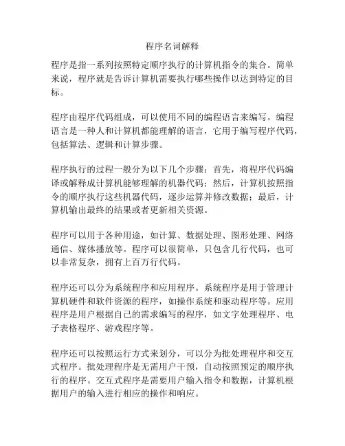 程序名词解释