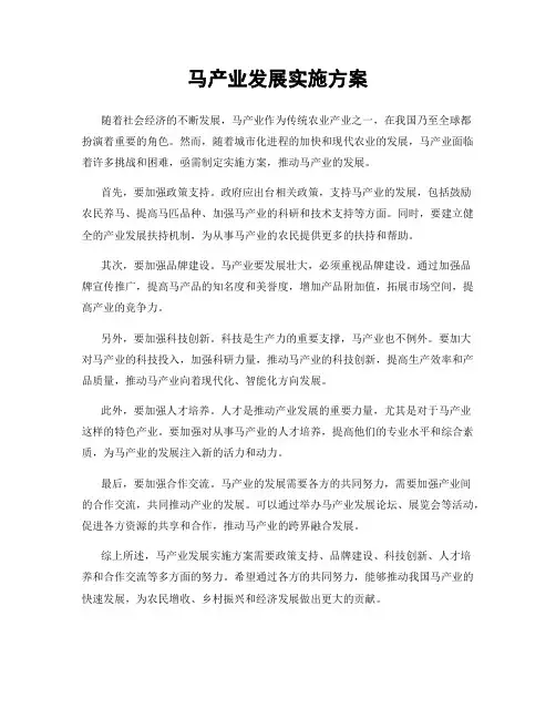马产业发展实施方案