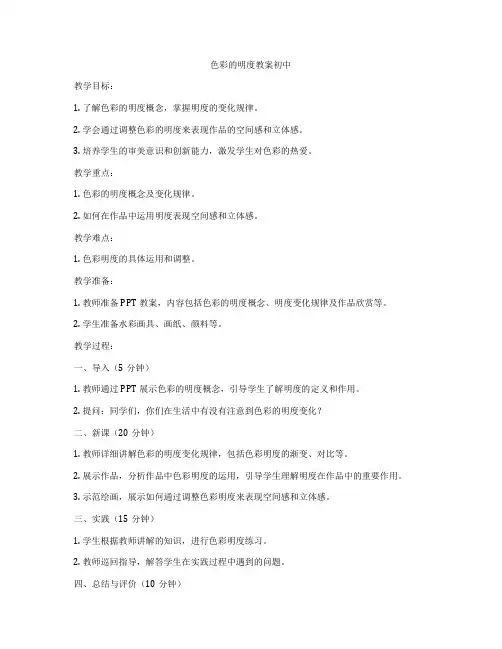 色彩的明度教案初中