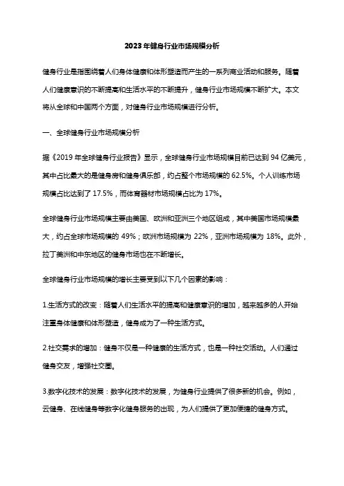 2023年健身行业市场规模分析