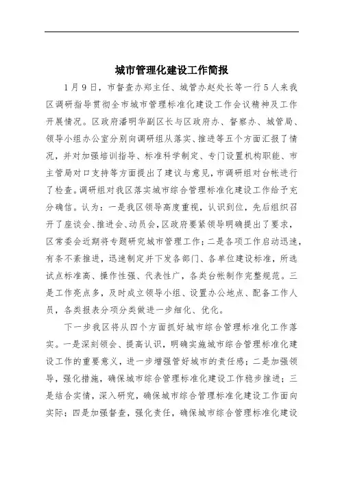 城市管理化建设工作简报