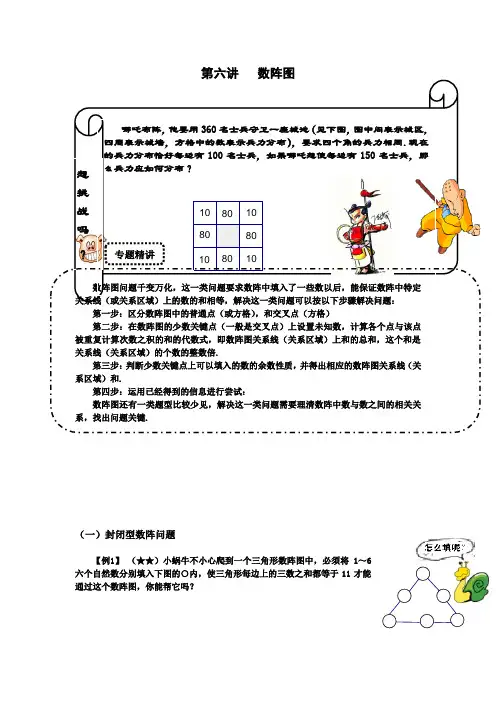 三年级下册奥数第六讲   数阵图