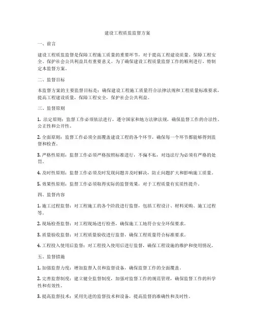 建设工程质监监督方案