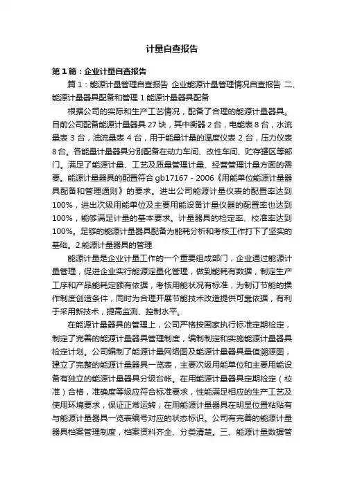 计量自查报告