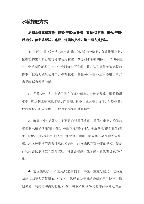 水稻施肥方式
