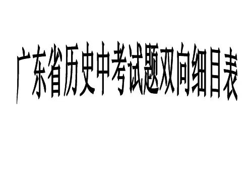 2019年广东省历史中考试题双向细目表