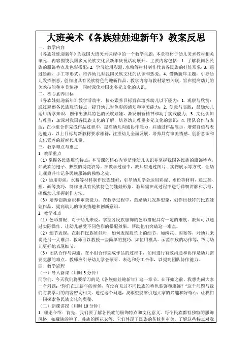 大班美术《各族娃娃迎新年》教案反思