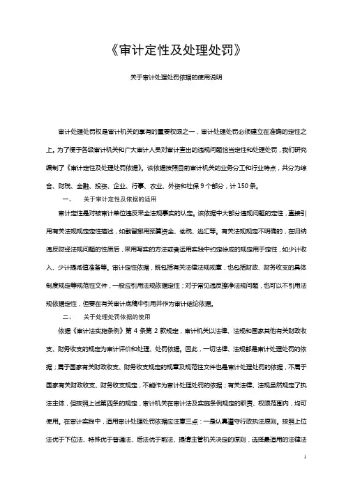 《审计定性及处理处罚》