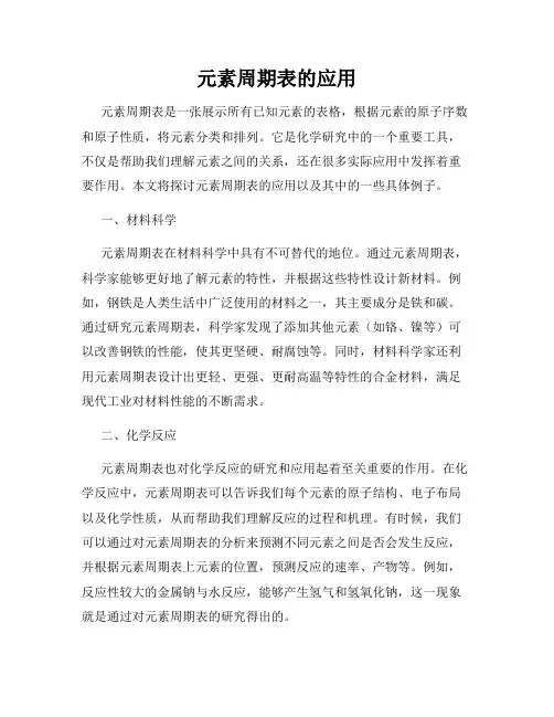 元素周期表的应用