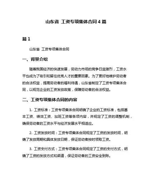 山东省 工资专项集体合同4篇