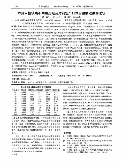静脉自控镇痛不同用药组合对剖宫产妇术后镇痛效果的比较