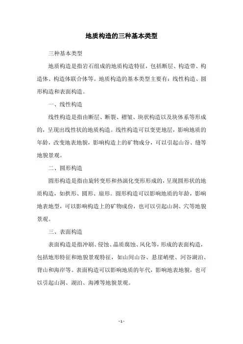 地质构造的三种基本类型