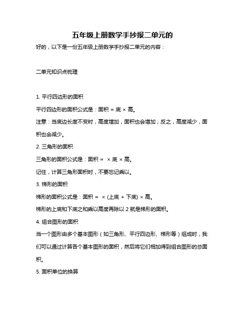 五年级上册数学手抄报二单元的