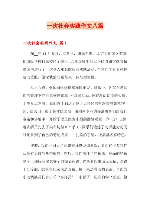 一次社会实践作文八篇