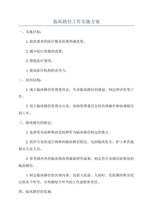 临床路径工作实施方案